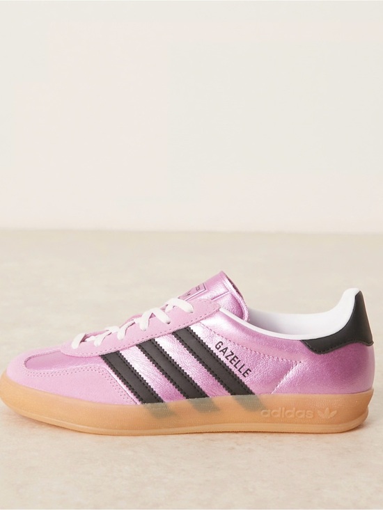 adidas Shoes - adidas Gazelle Pink with Black Stripes and Gum Sole